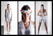"OVERAL MINI WHITE" P136 - overal z jemného elastického úpletu, s tylem a třpitem, vel.XS - M