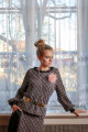 Komplet TOP BUKLÉ P491 a MAXI KALHOTY BUKLÉ P493 - blyštivé buklé, pudrová/černá, vel S - XL