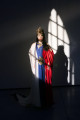 Dlouhé šaty "NATIONAL DRESS" P265 - šaty z hedvábného šifónu zavinovacího střihu a falešnými rukávy, vel. UNI