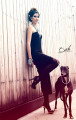 "BLACK & WHITE LONG DRESS" P109 - hladké černé šaty bez zad, s černo-bílým šperkem se zapínáním za krk, vel. XS - L