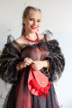 Plesovky RED & BLACK P471 - z rudé a černé organzy, vel. XS - XXL