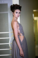 Dlouhé šaty "ANTRACIT & METAL DRESS" P275 - šaty z jemného hedvábného úpletu s řasením, posuvným pasek, bez zad , vel. XS - XL