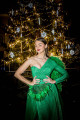 PROM DRESS GREEN P489 VERZE MAXI - kombinace body a připínací sukně v osvěžující zelené, zdobeno peřím, vel: S - L