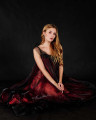 Plesovky RED & BLACK P471 - z rudé a černé organzy, vel. XS - XXL